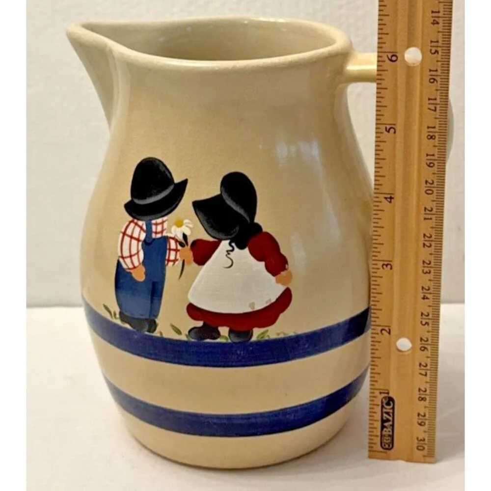 Roseville Pottery Pitcher Amish 1 Qt. Robinson Ransbottom Vintage Ohio Signed 6
